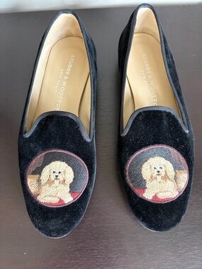 Stubbs and Wootton Black Velvet Loafer Slipper Havanese Dog Embroidery Spain 7